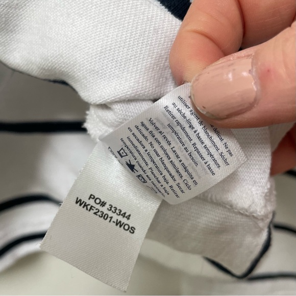 Faherty Shirt Women’s Size Small White Blue Rugby Striped Coastal 100% Cotton - Picture 5 of 6